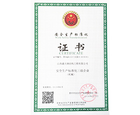 安全生產(chǎn)標(biāo)準(zhǔn)化證書